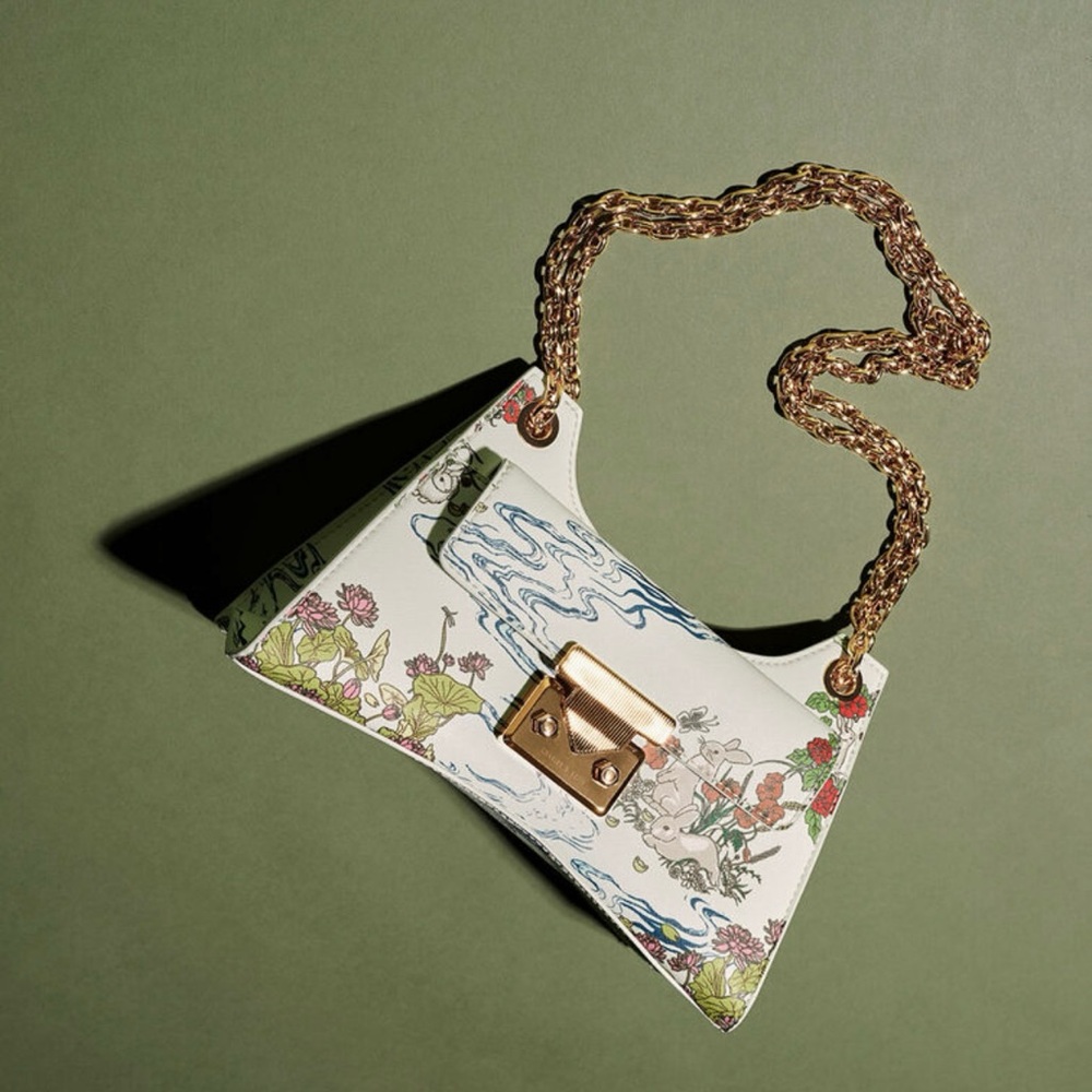 Charles & Keith Rabbit Illustrated Chain Handle Bag - Cream